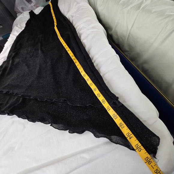 🎄 Arianna by Rachel Kaye EUC One Shoulder shimmery Dress 12 Black slant hem - Picture 13 of 16